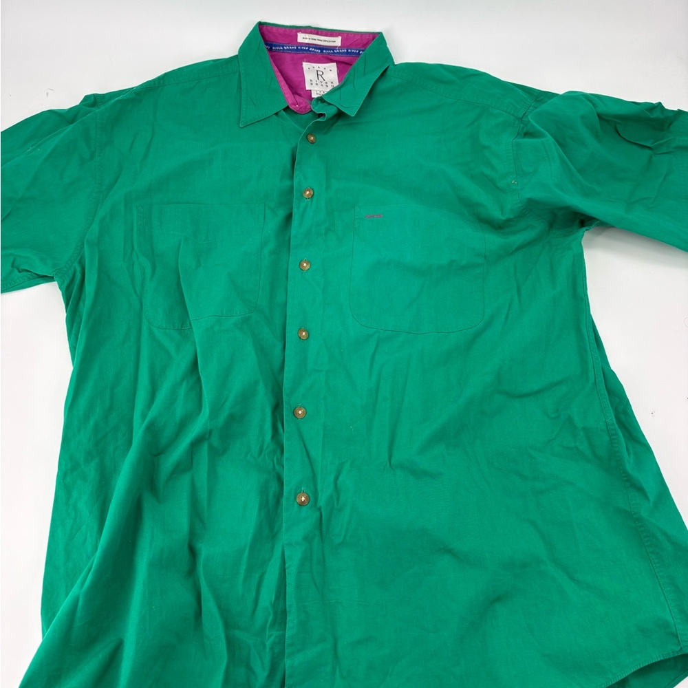 Arrow River Brand Shirt Mens L Color Block Short Sleeve Button Up Large